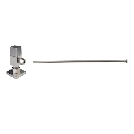Westbrass 20" Flat Head Toilet Supply Kit with Square Handle 1/4-Turn Angle Stop, Satin Nickel D105QST-07